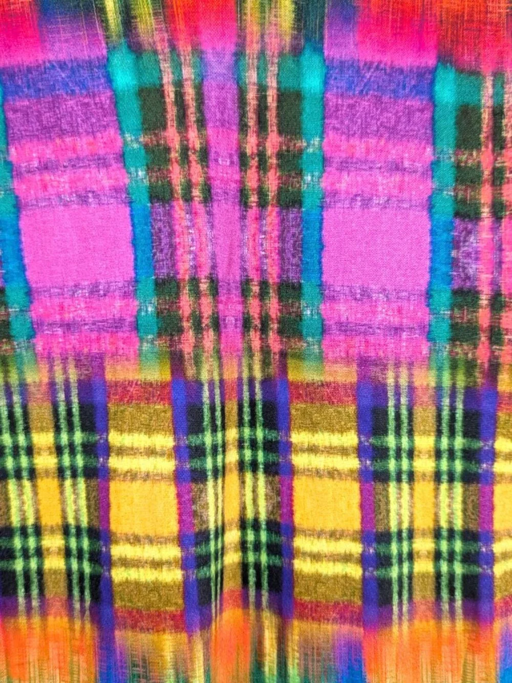 Desigual Womens NWT Size S Neon Tartan Plaid Pull On Lace Hem Trim Slip Skirt - Picture 7 of 10